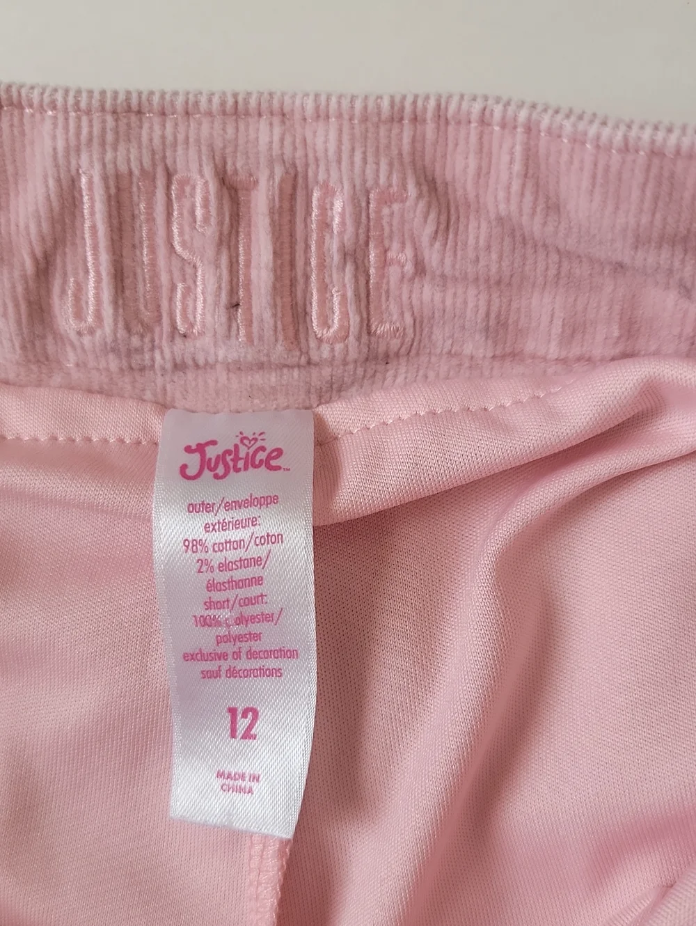 Justice Girls Corduroy Skort Light Pink Branded Waistband Size 12